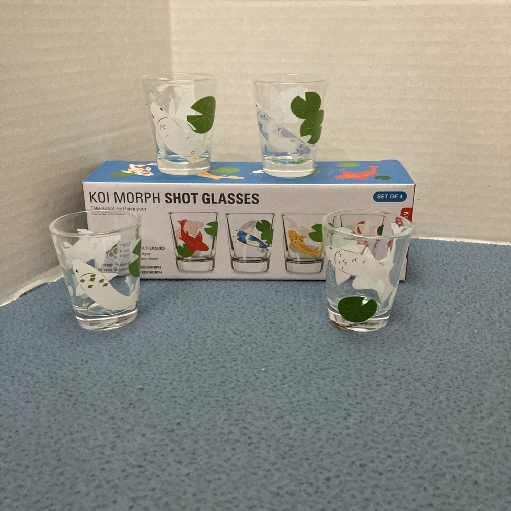 CIB Kikkerland Koi Morph (Cold Liquid Color Changing) 1oz Shot Glass - Set of 4